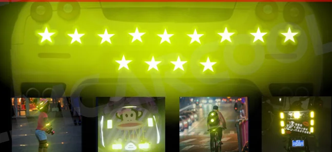 자동차 범퍼 반사 안전 스트립 스티커, 자동차 별 반사 스티커, 차량 경고 안전 테이프, 방수, 10 개