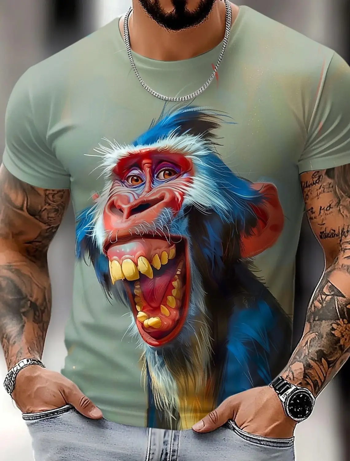 남자의 동물 재미 있은 T 셔츠 반팔 T 셔츠 3D 인쇄 o-넥 셔츠 과장된 디자이너 파티 여름 캐주얼 의류 의류