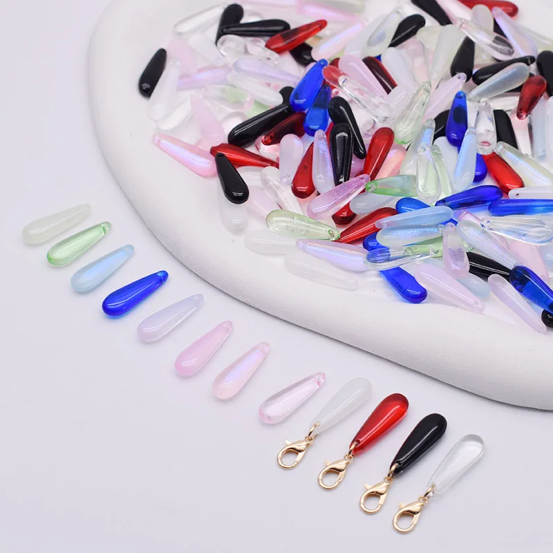 물방울 모양 체코 유리 비즈, DIY 쥬얼리 파인딩, 물방울 유리 느슨한 비즈, 쥬얼리 제작 목걸이, 7x22mm, 30, 60 개 title=물방울 모양 체코 유리 비즈, DIY 쥬얼리 파인딩, 물방울 유리 느슨한 비즈, 쥬얼리 제작 목걸이, 7x22mm, 30, 60 개