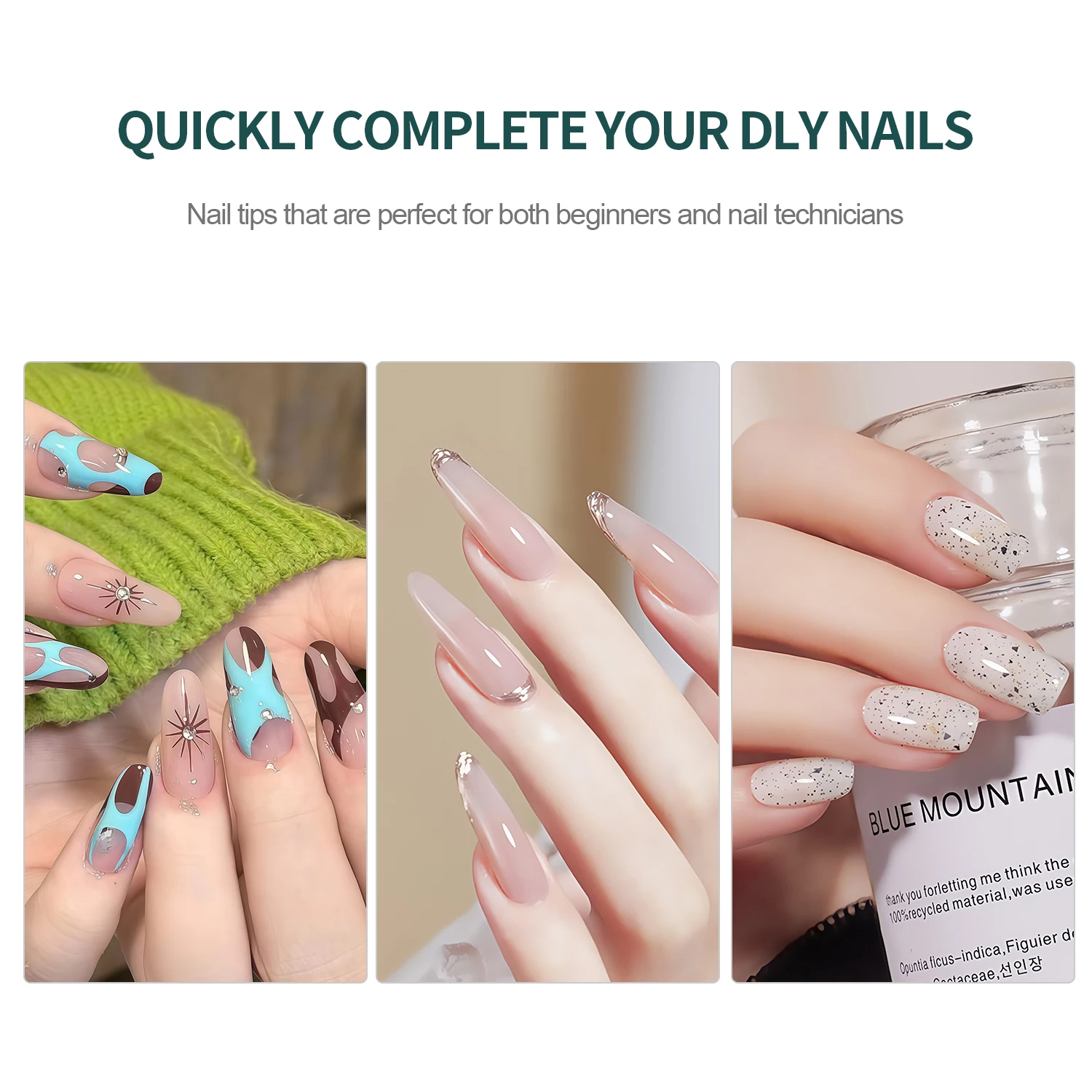 Nailpop 인스턴트 에이펙스 네일 팁 프로 그레이드 두꺼운 거짓 손톱 살롱 품질 아크릴 확장 내구성 DIY 네일 용품 140/150pcs