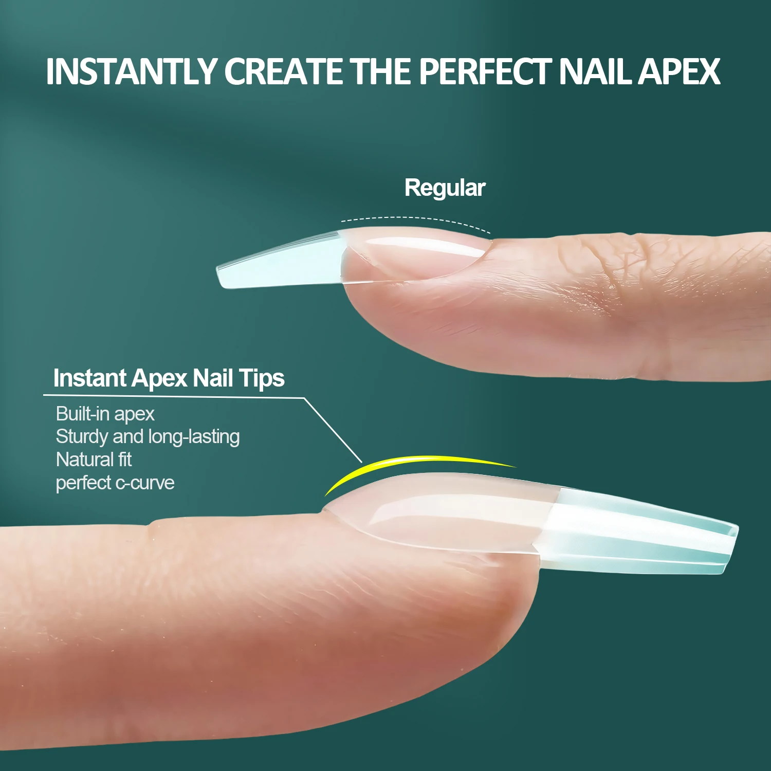 Nailpop 인스턴트 에이펙스 네일 팁 프로 그레이드 두꺼운 거짓 손톱 살롱 품질 아크릴 확장 내구성 DIY 네일 용품 140/150pcs