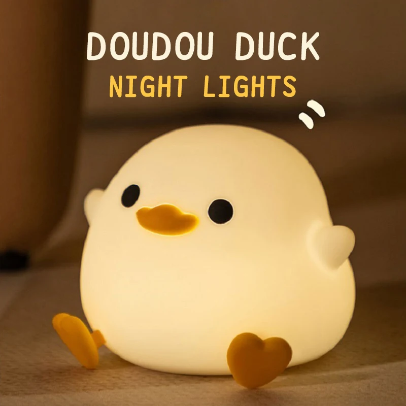 Doudou Duck 야간 조명 어린이 선물, 소프트 라이트 아이 케어, USB 충전 타이밍, 자동 클랩 실리콘 램프, 1 개 title=Doudou Duck 야간 조명 어린이 선물, 소프트 라이트 아이 케어, USB 충전 타이밍, 자동 클랩 실리콘 램프, 1 개