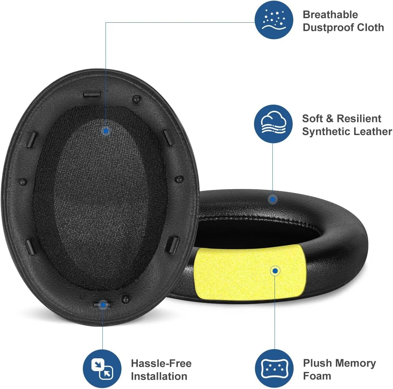 KUTOU 교체 용 이어 패드 소니 WH-1000XM3 1000XM3 WH1000XM3 헤드폰 귀마개 이어 패드 쿠션 액세서리 수리 부품