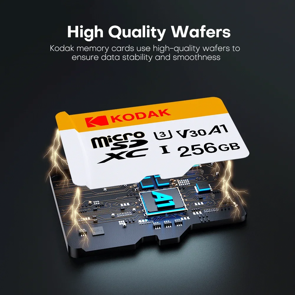 KODAK 미니 메모리 SD 카드 256GB 128GB 64GB 32GB U3 V30 4K 풀 HD 마이크로 TF 메모리 플래시 카드(전화/컴퓨터/카메라용)