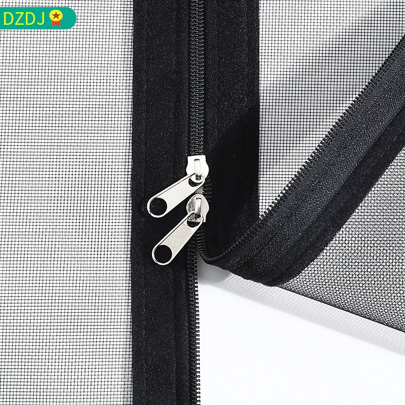 블랙, 맞춤형 크기, 지퍼 달린 창문 메쉬, 자체 접착 지퍼, 창문용 모기장, 모기 방지 문짝 커튼
