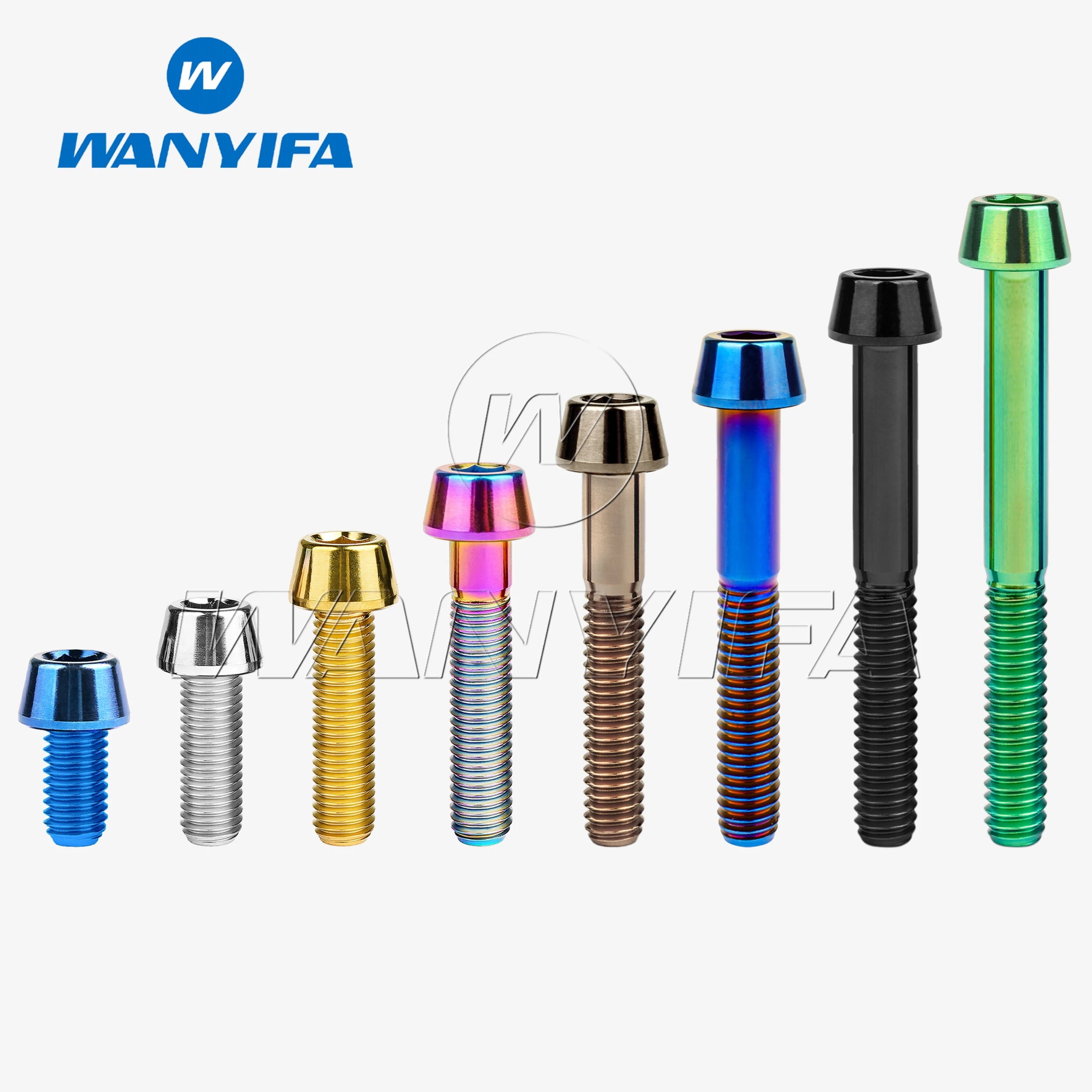 Wanyifa 티타늄 볼트 M5 x 9 16 18 20 25 30 35 40 45 50 55 60mm 알렌 키 테이퍼 헤드 볼트 나사 자전거 줄기 시트 포스트