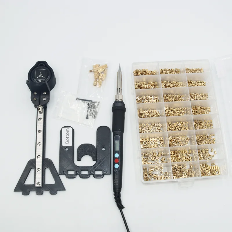 열 세트 삽입 프레스 도구 M2 M3 M4 M5 M6 M8 황동 스레드 삽입 너트 납땜 인두 팁 3d 인쇄용 내장 구리 너트 키트