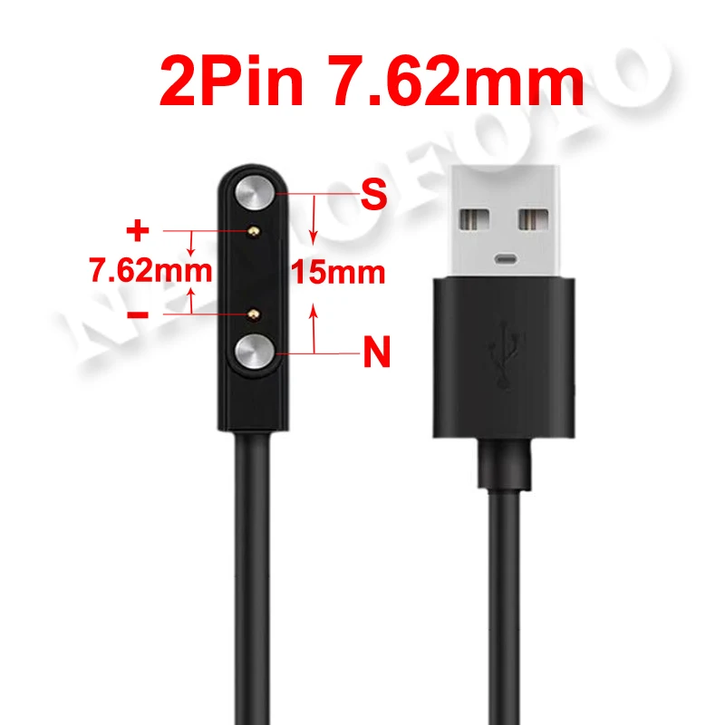 범용 2Pin 4mm 7.62mm 4Pin Dock 충전기 어댑터 자기 충전 케이블 스마트 시계 전원 와이어 용 USB 충전 라인 코드