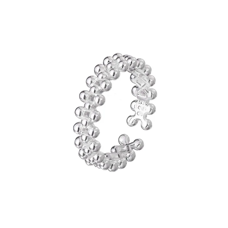 925 스털링 실버 이중층 볼 여성을위한 오픈 반지 웨딩 럭셔리 품질 보석 액세서리 보석 Argent 925