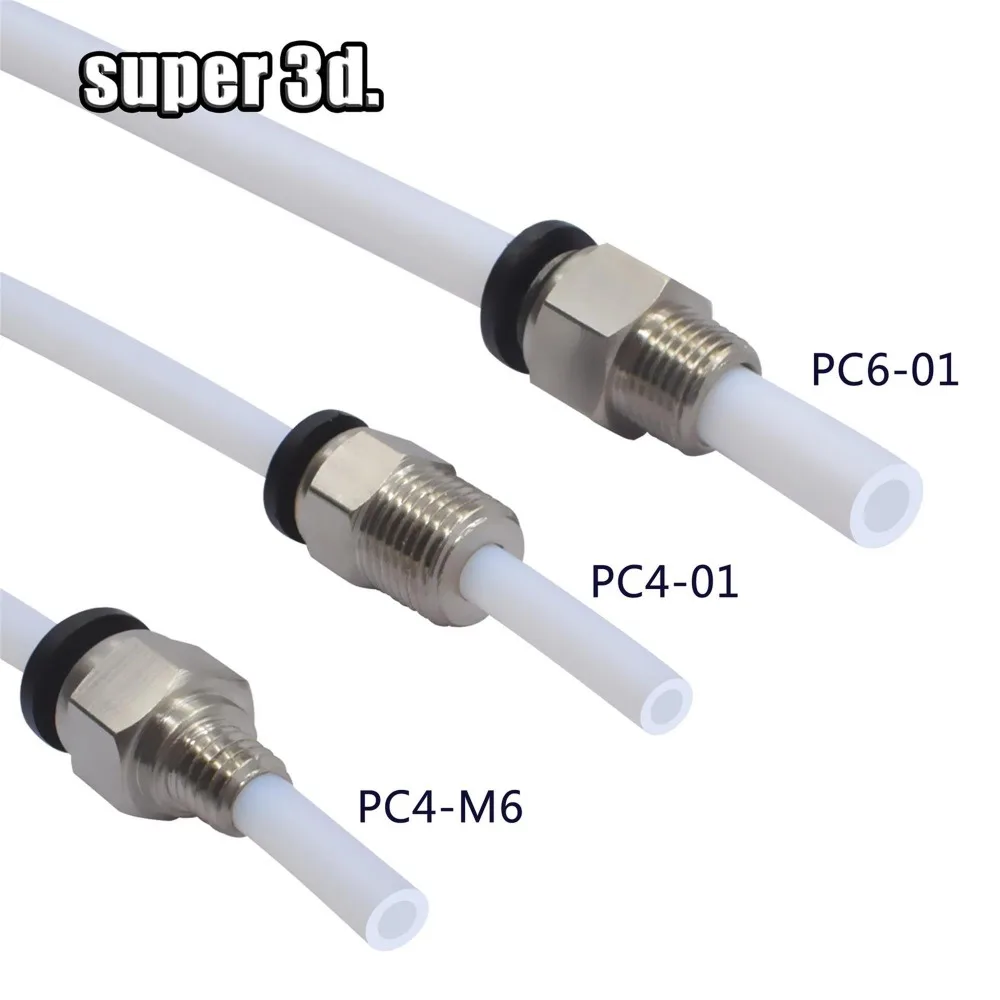 3D 프린터 부품 용 2pcs 공압 커넥터 Bowden Quick Jointer Coupler 1.75/3mm 파이프 pc4 m6 m10 피팅 PTFE 튜브 2/4mm