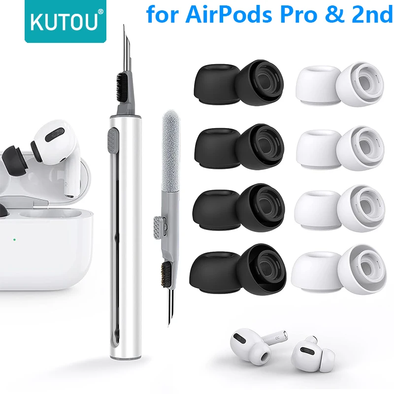 KUTOU 4 쌍 Airpods Pro 1 2 용 액체 실리콘 이어 팁 소음 감소 패드 귀마개 이어 캡 청소 펜 포함 title=KUTOU 4 쌍 Airpods Pro 1 2 용 액체 실리콘 이어 팁 소음 감소 패드 귀마개 이어 캡 청소 펜 포함 