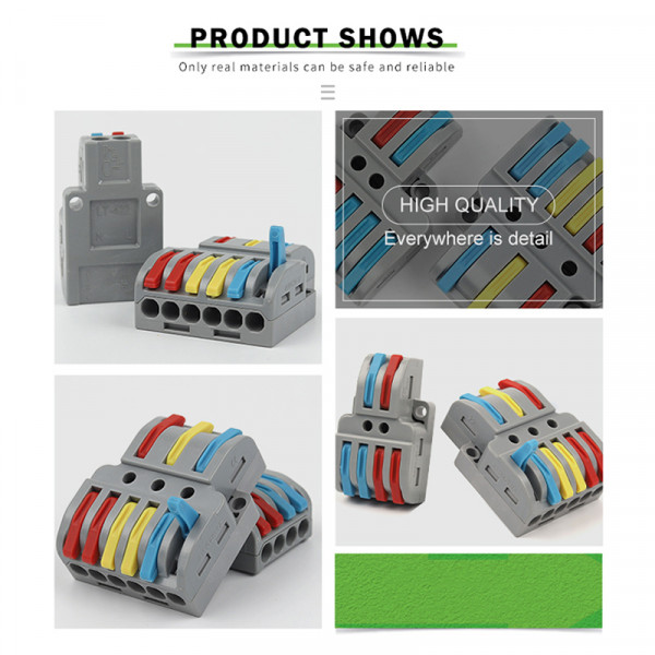 미니 고속 배선 커넥터 범용 컴팩트 스플리터 전기 케이블 푸시인 도체 레버 터미널 블록이 있는 커넥터