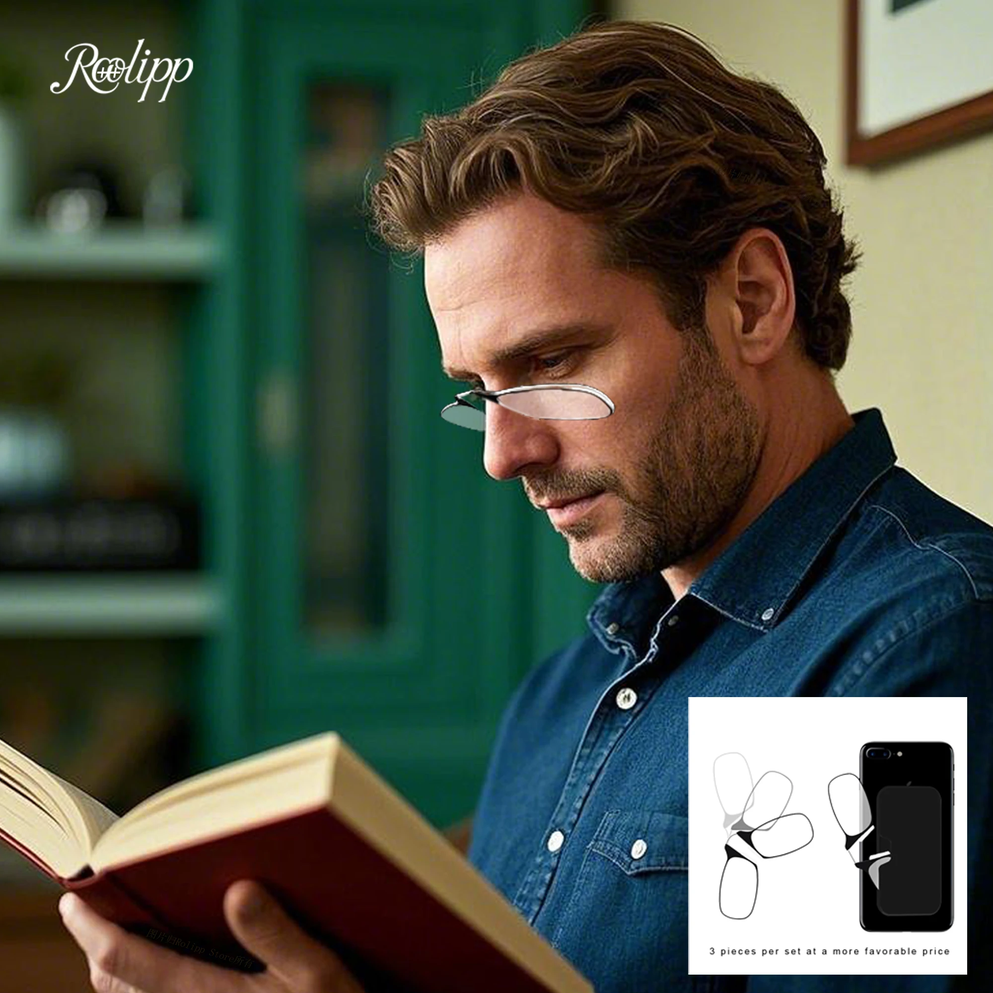 코 클립 독서 안경 남자 고품질 남자 휴대용 거품 코 안경 노인을위한 투명 안경 케이스