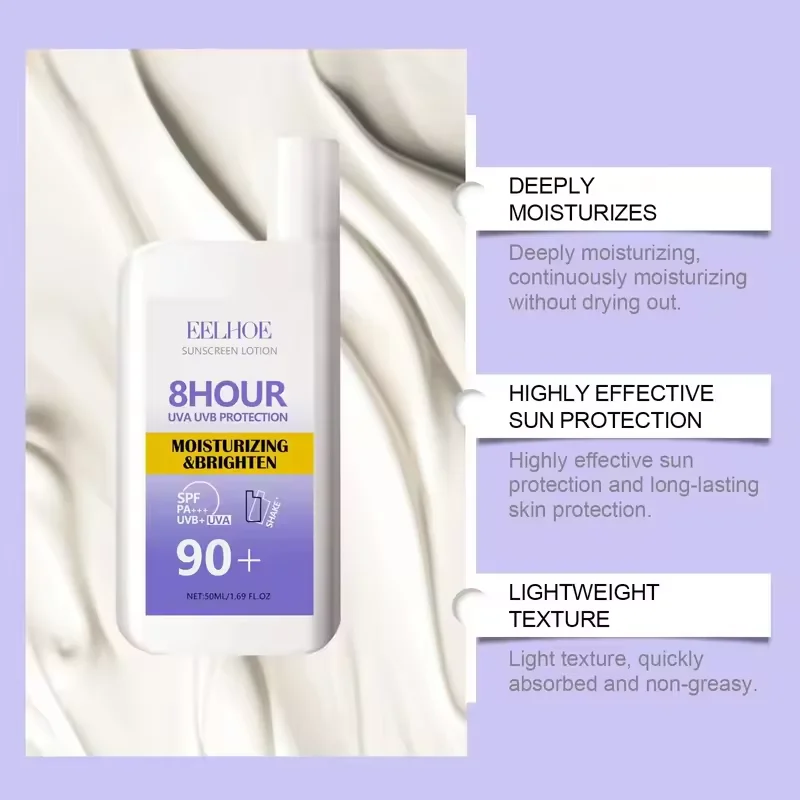 SPF 50+ 썬스크린 로션 크림 오래 지속되는 자외선 차단 경량 기름지지 않는 썬 블록 햇볕에 탐 방지 페이스 바디 스킨 케어