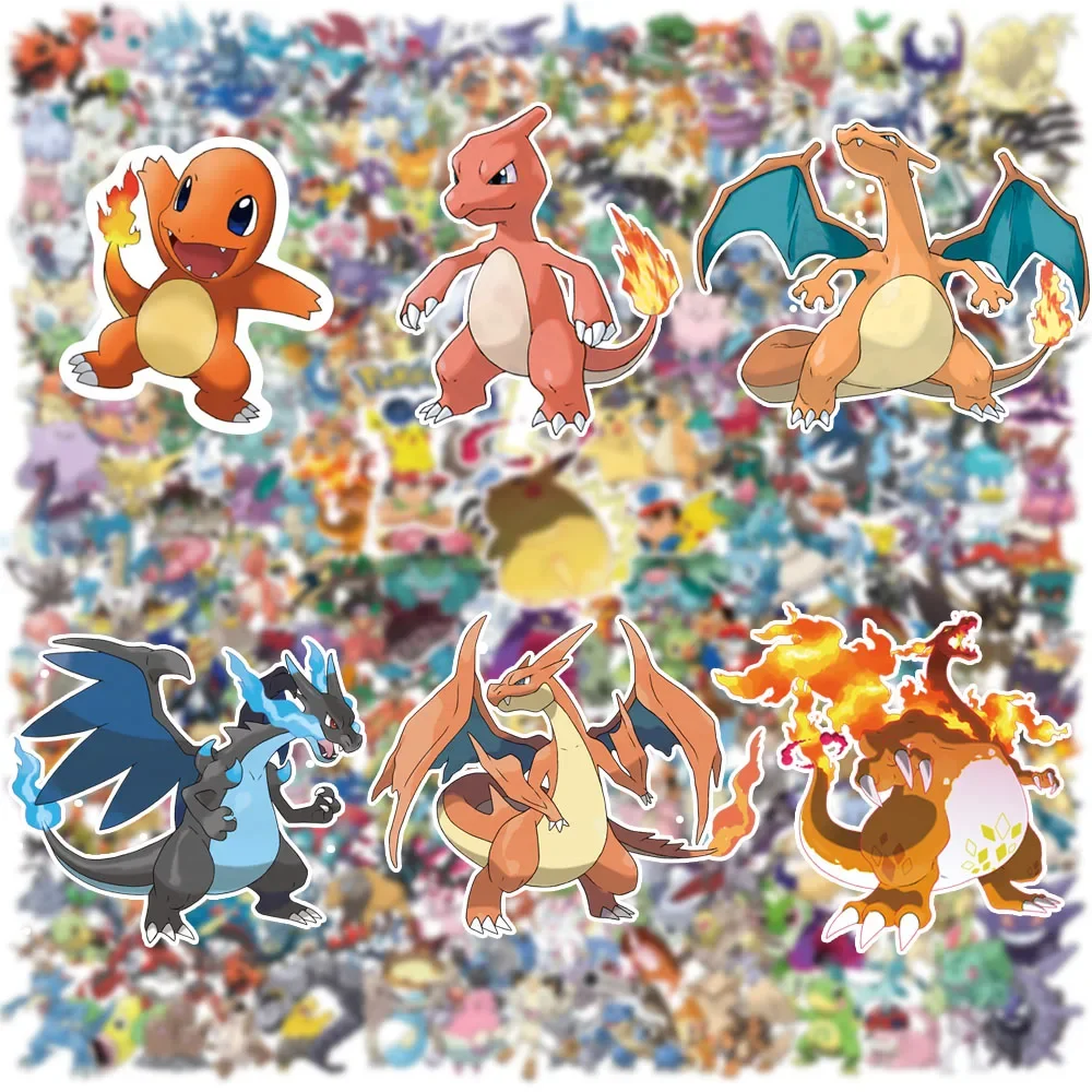 103/300Pcs 포켓몬 귀여운 피카추 스티커 Charizard 앨범 Pokédex DIY 노트북 자동차 수하물 Kawaii 방수 애니메이션 스티커 장난감