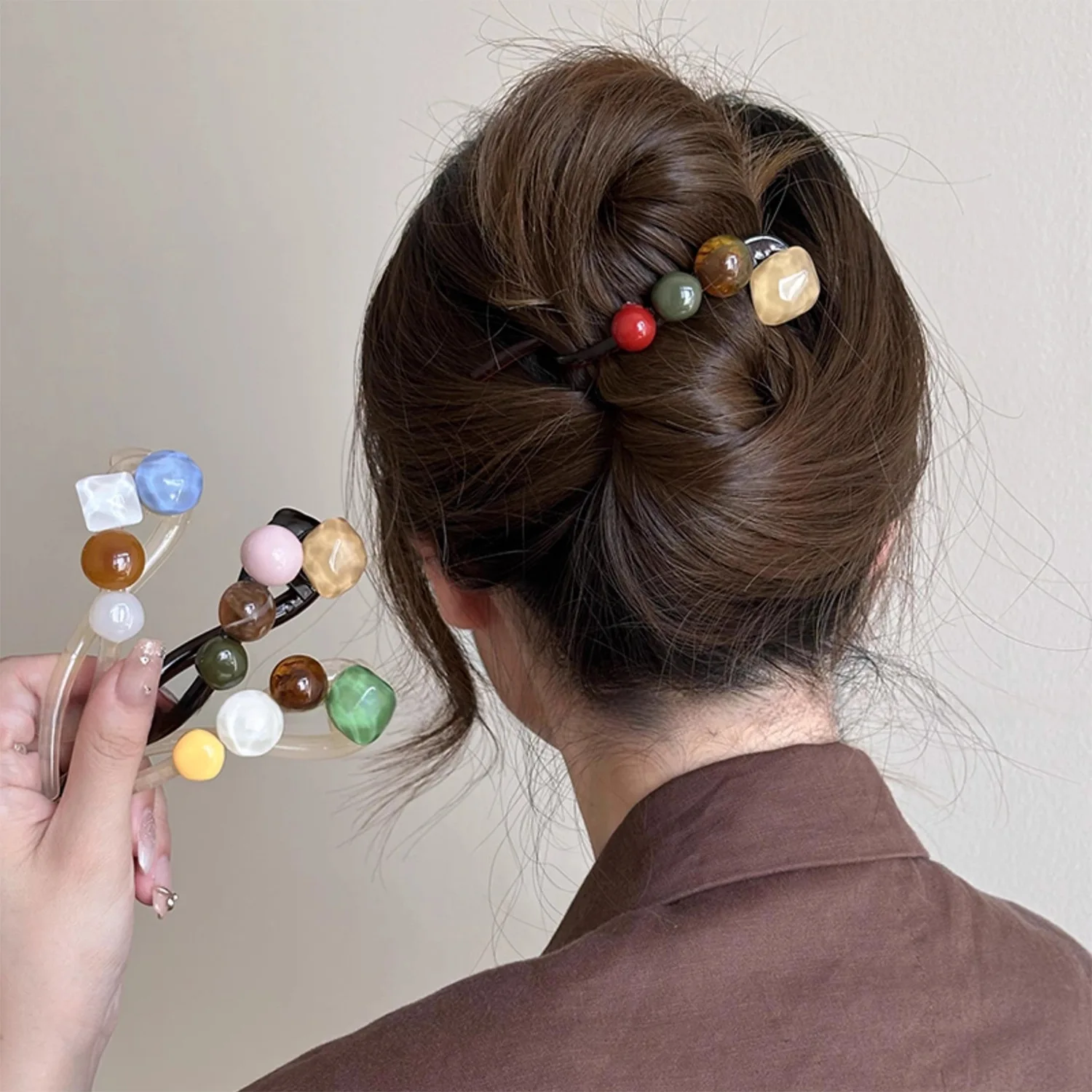 빈티지 S 모양 플러시 공 여성을위한 말린 장미 머리핀 포니 테일 트위스트 헤어 클립 패션 상어 클립 바레트 헤어 액세서리