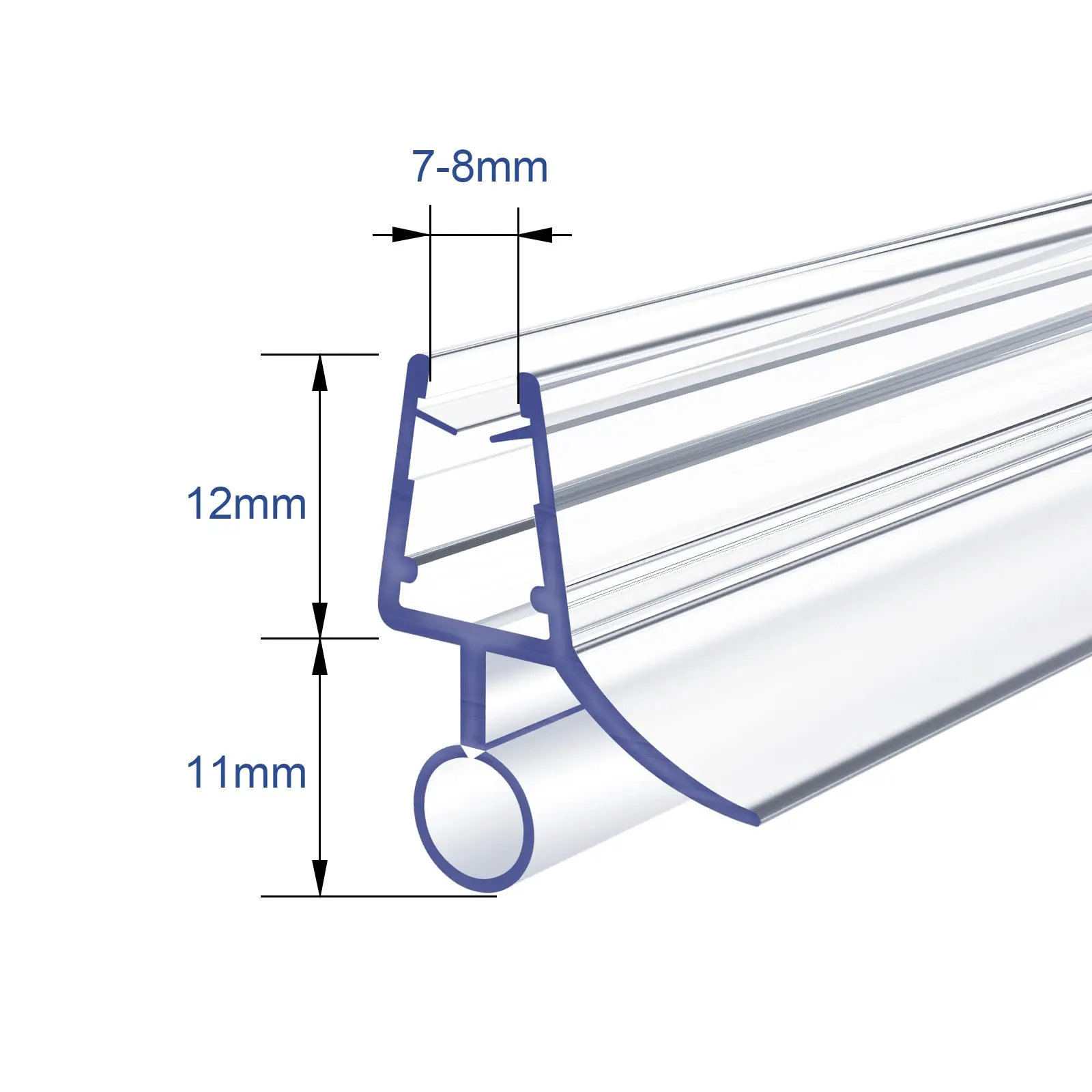 샤워 스크린 씰 스트립 6/8/10mm 욕실 도어 하단 Weatherstrip 2pcs 50cm PVC Frameless Water Deflector