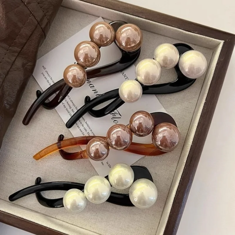 빈티지 S 모양 플러시 공 여성을위한 말린 장미 머리핀 포니 테일 트위스트 헤어 클립 패션 상어 클립 바레트 헤어 액세서리