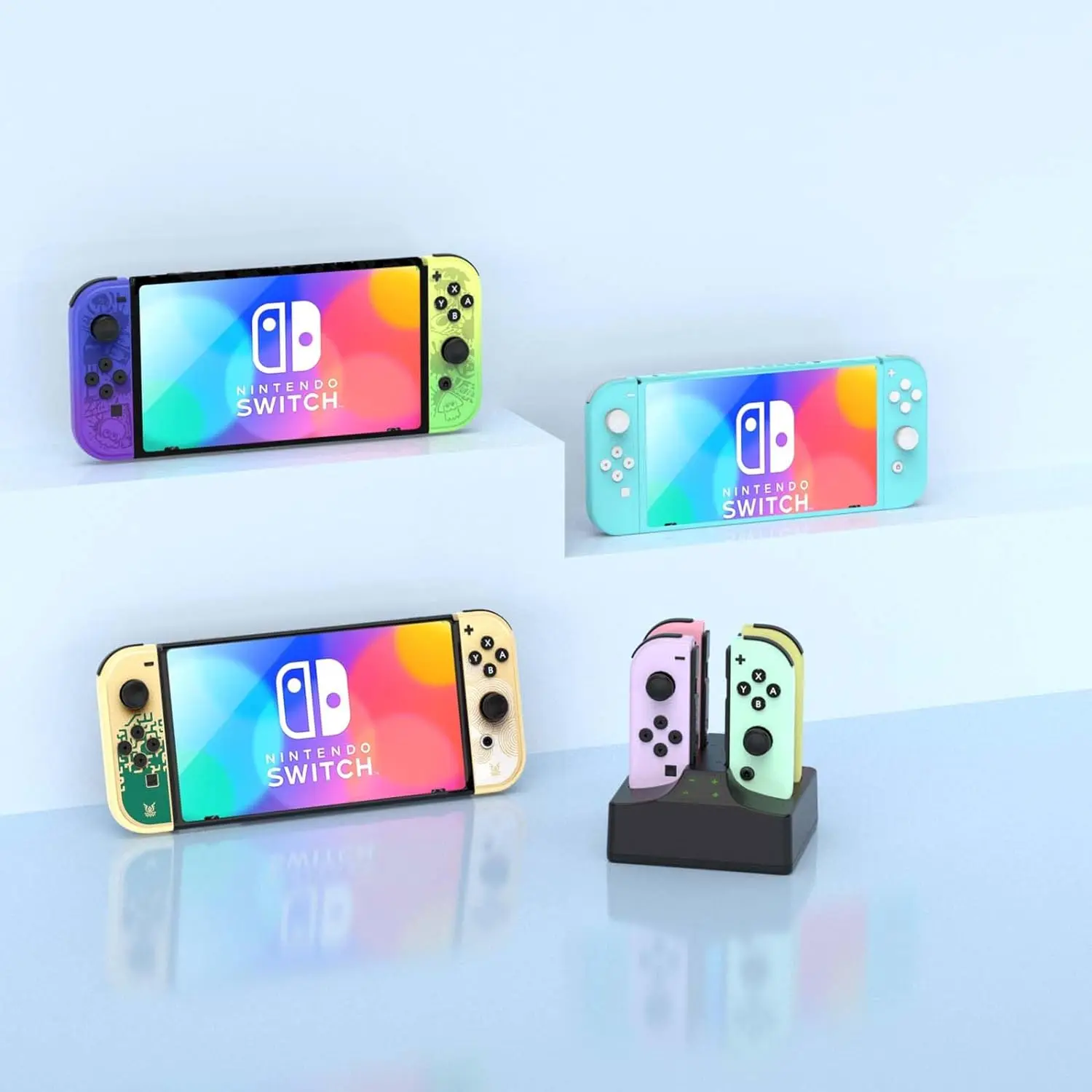 스위치/스위치 2용 충전 스테이션 Joy Con 컨트롤러 충전 도크 4in1 Nintendo Switch Joy Con/2 충전기 게임 액세서리
