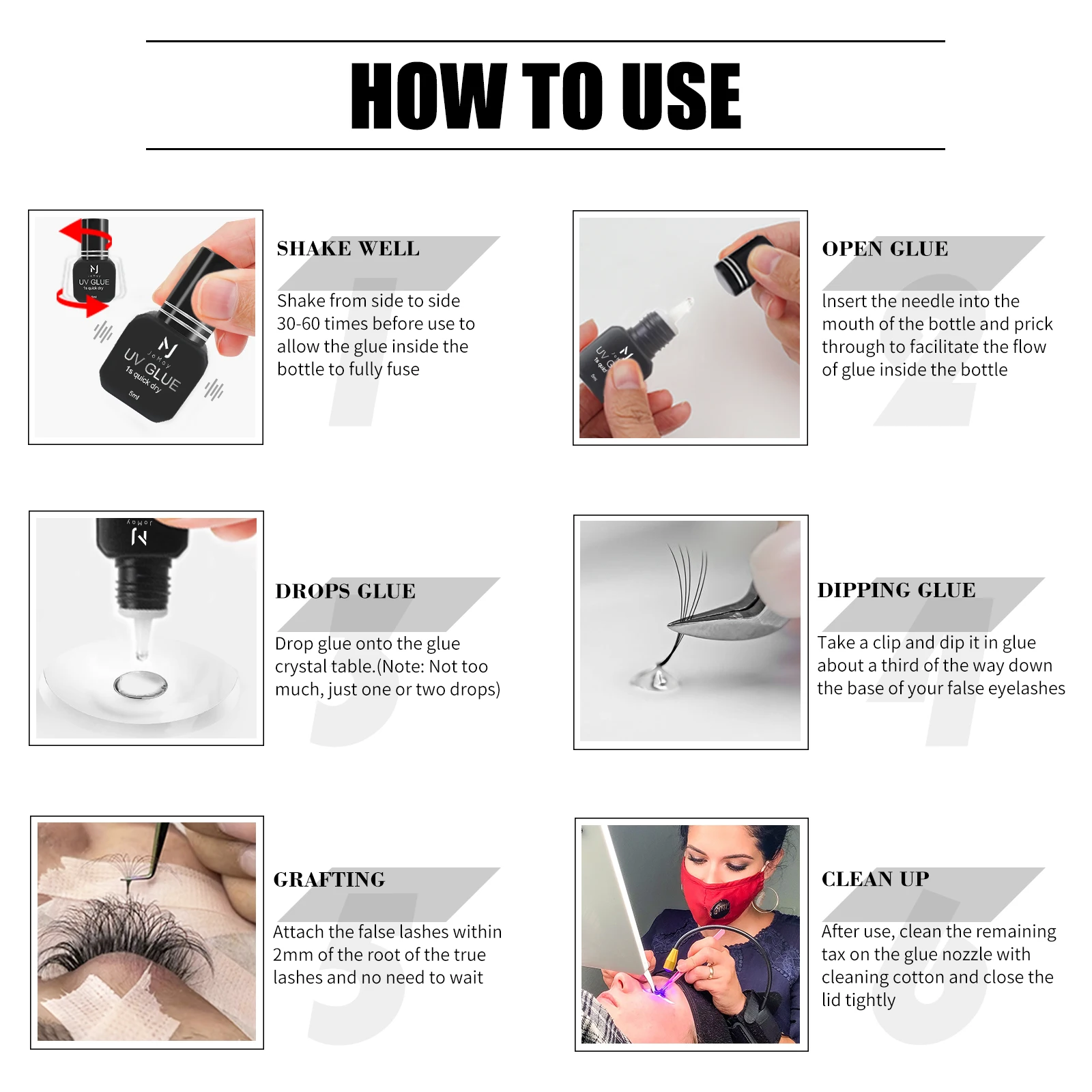 UV 속눈썹 접착제 메이크업 도구 방수 1초 속 속눈썹 연장 용품 무색 맛없는 속눈썹 접착제