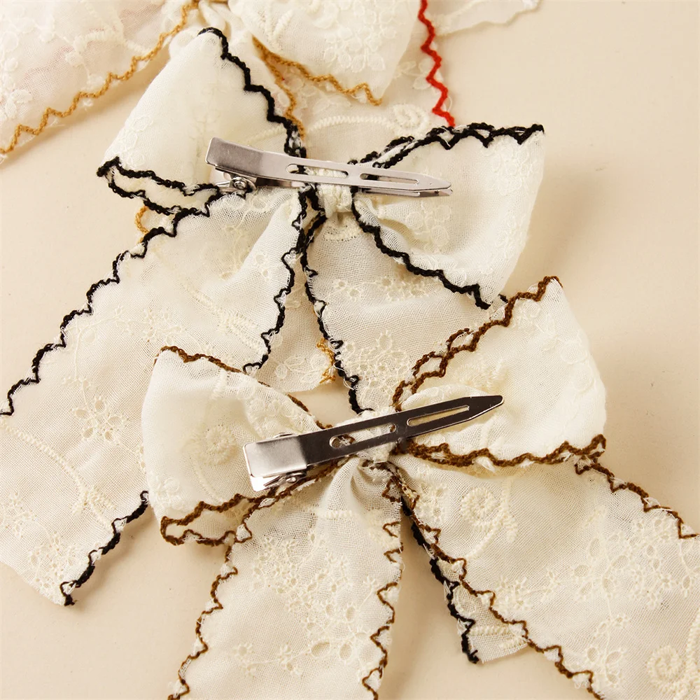 머리핀아기 머리핀헤어핀 여아용 귀여운 머리핀 바레트, 여아용 머리핀, 흰색 레이스 리본, 헤어 클립, 학교 여아, 어린이 모자, 어린이 헤어 액세서리, 1 개