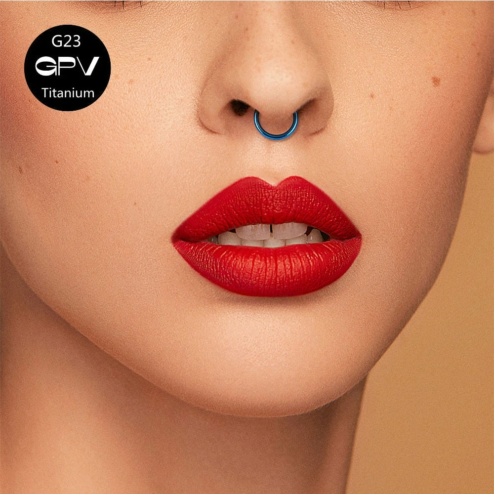 G23 티타늄 진공 도금 여러 색상 코 Septum 반지 천공 보석 코 링 펑크 남성과 여성 귀걸이