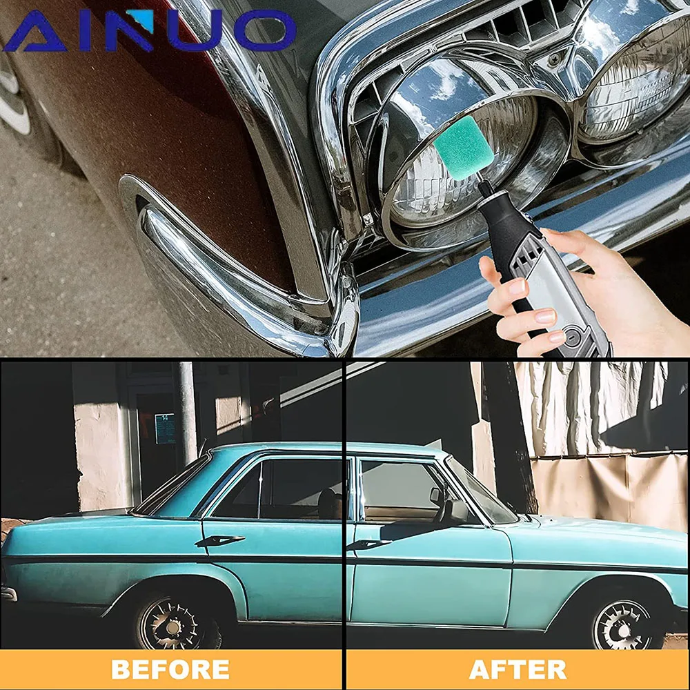 22Pcs 버핑 왁싱 연마 스폰지 패드 키트 세트 자동차 휠 허브 폴란드어 버핑 생크 왁싱 폼 폴리 셔