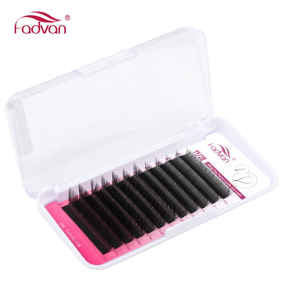 Fadvan 싱글 팁/더블 팁 YY 모양 블랙 브라운 속눈썹 연장 C/D/L/LU/L+ 컬 고품질 개별 속눈썹