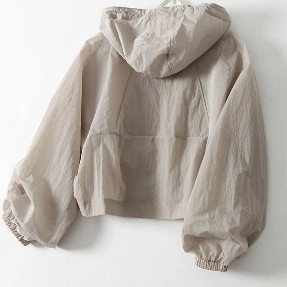 심플한 얇은 자외선 차단 의류, 루즈한 여름 긴팔 재킷, 방수 속건성 여성 코트, 야외 스포츠