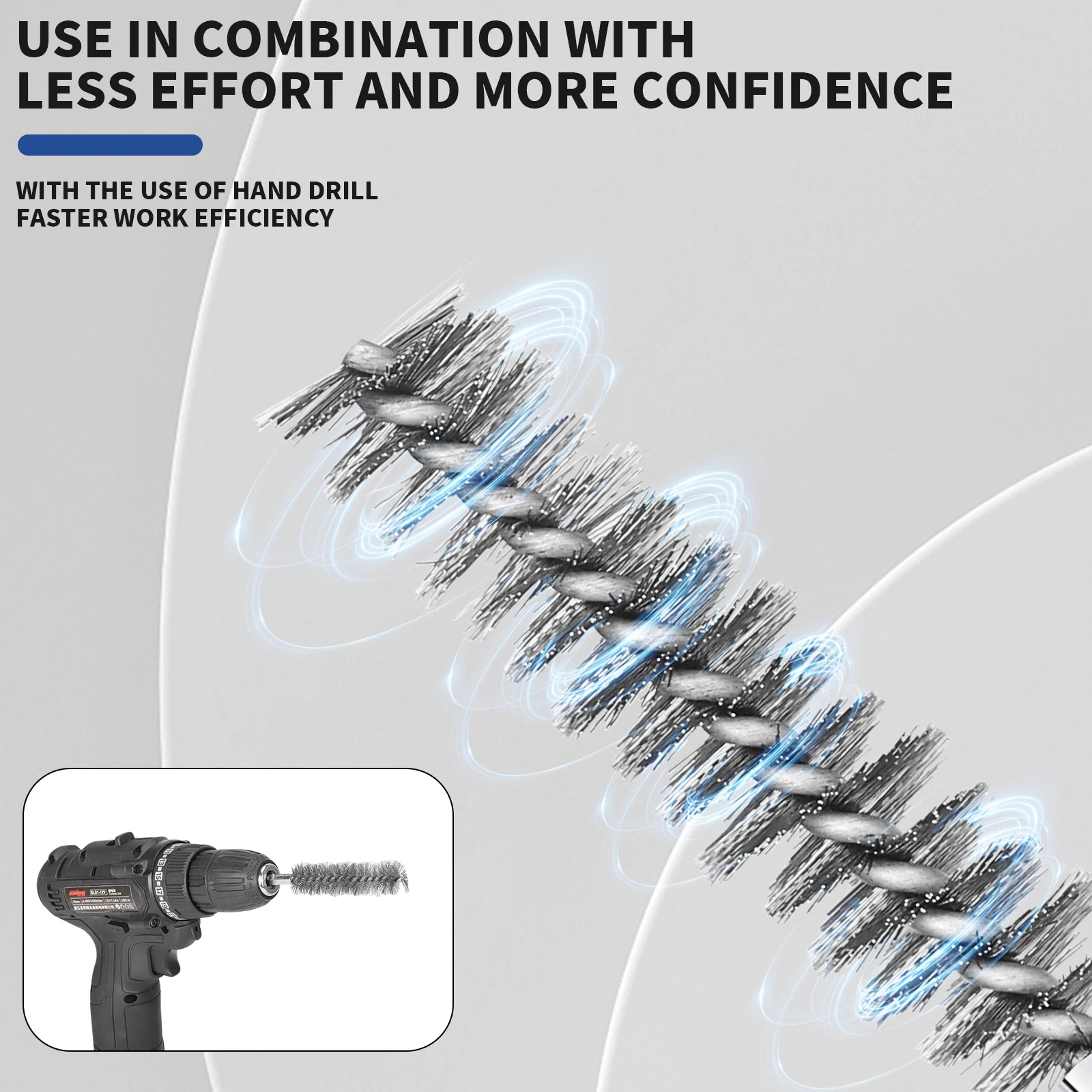 1PC 와이어 튜브 기계 청소 브러시 ​​페인트 리무버 녹 청소기 금속 손잡이 굴뚝 세척 연마 도구