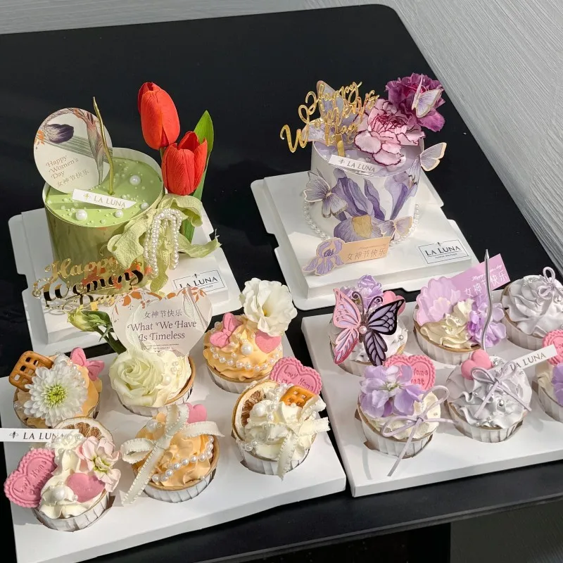 생일 축하 케이크 토퍼 로즈 골드 접이식 타입 나비, 어린이 파티 케이크 토퍼, 디저트 장식, 베이비 샤워 선물, 12 개 신제품