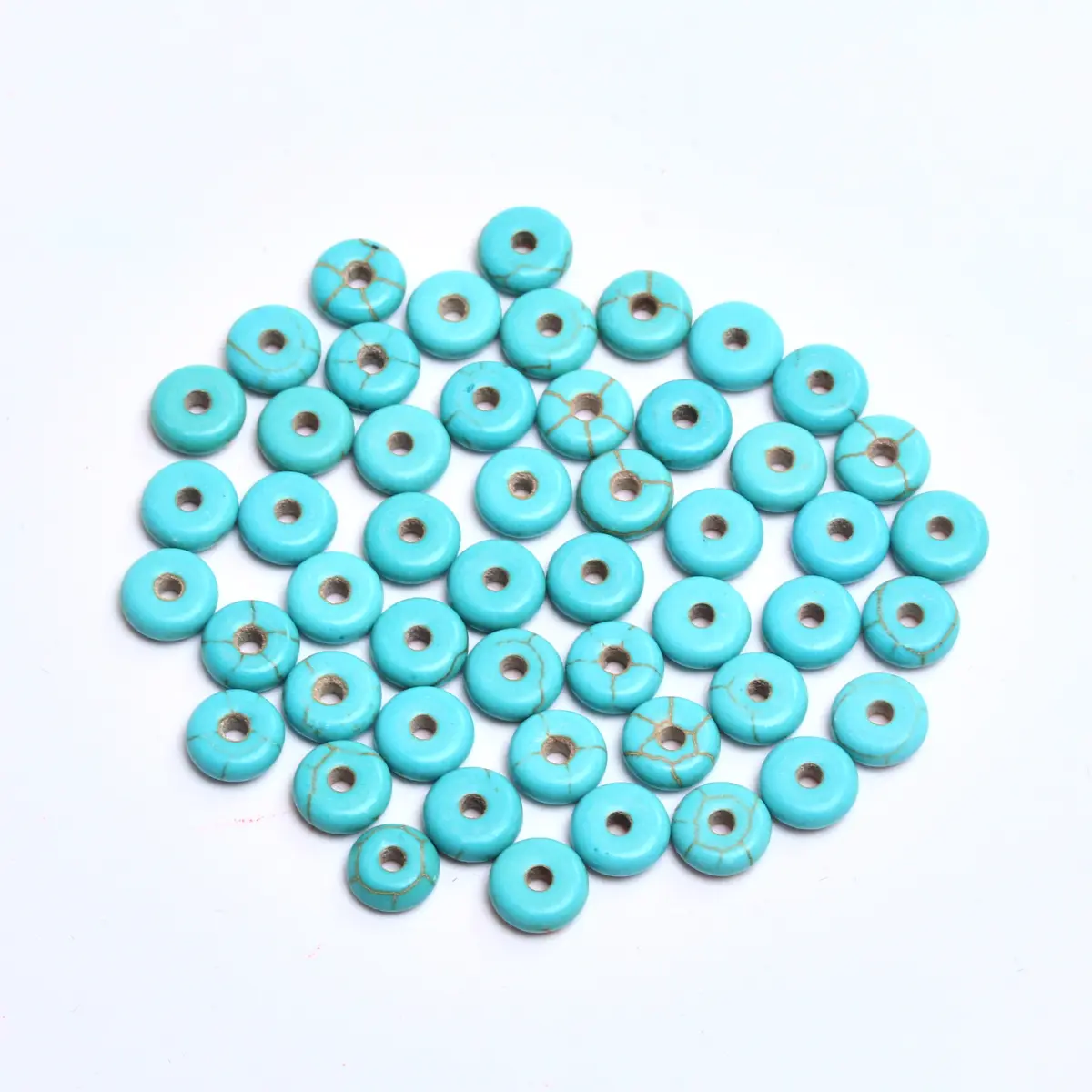 6mm/8mm/12mm/14mm/16mm 천연석 녹색 청록색 스페이서 플랫 라운드 비즈 50/30/15/10/5 개/가방 Diy 쥬얼리 만들기위한