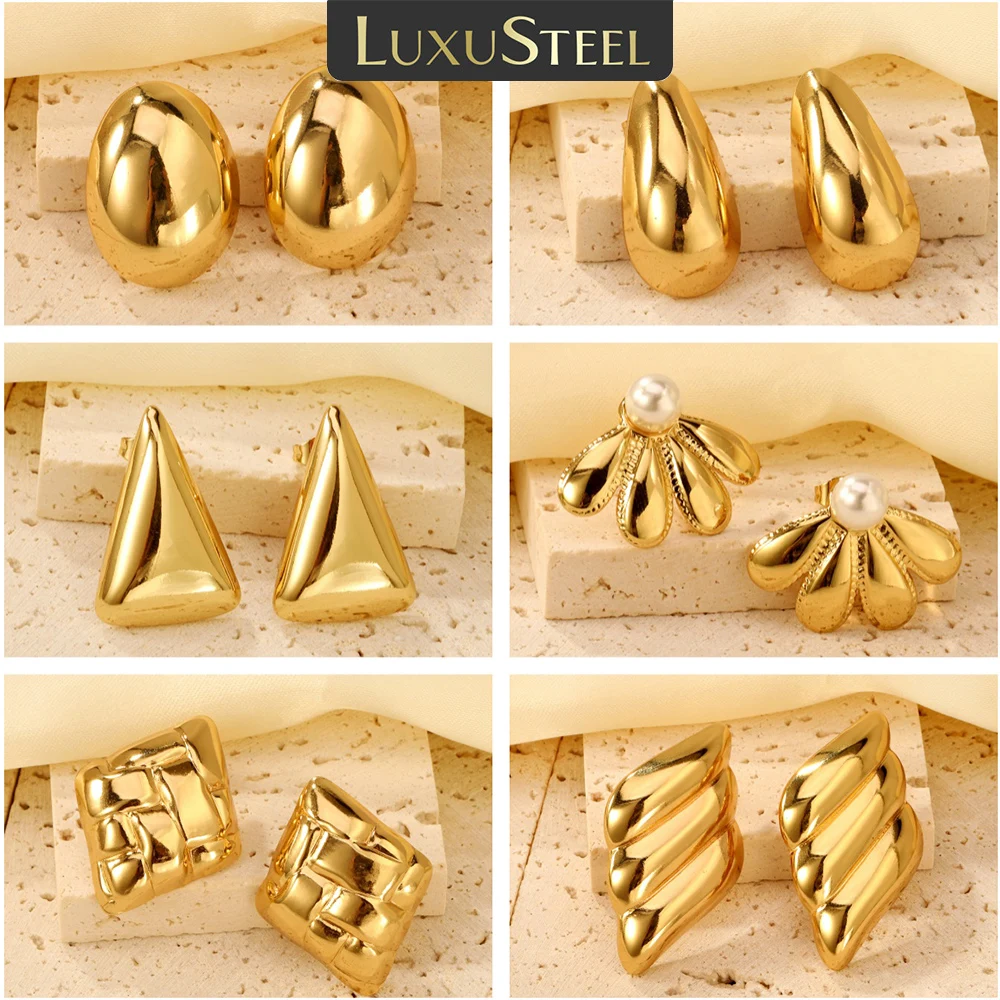 LUXUSTEEL 쉘 워터 드롭 황금 Imitaiton 진주 여성 스터드 귀걸이 스테인레스 스틸 하트 여성 귀걸이 우아한 보석 선물 title=LUXUSTEEL 쉘 워터 드롭 황금 Imitaiton 진주 여성 스터드 귀걸이 스테인레스 스틸 하트 여성 귀걸이 우아한 보석 선물 