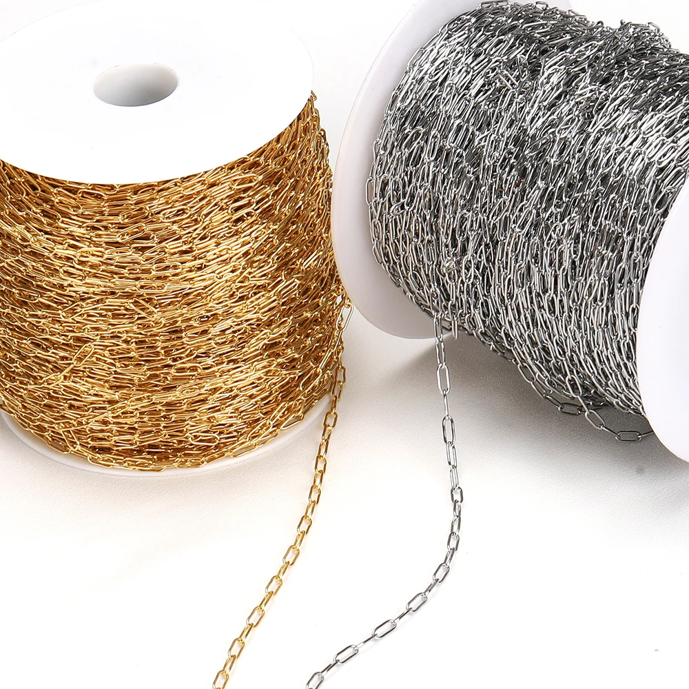 2 미터 스테인레스 스틸 링크 케이블 DIY 쥬얼리에 대한 골드 체인 롤로 체인 비즈 체인 목걸이 팔찌 구두 구성 요소 만들기