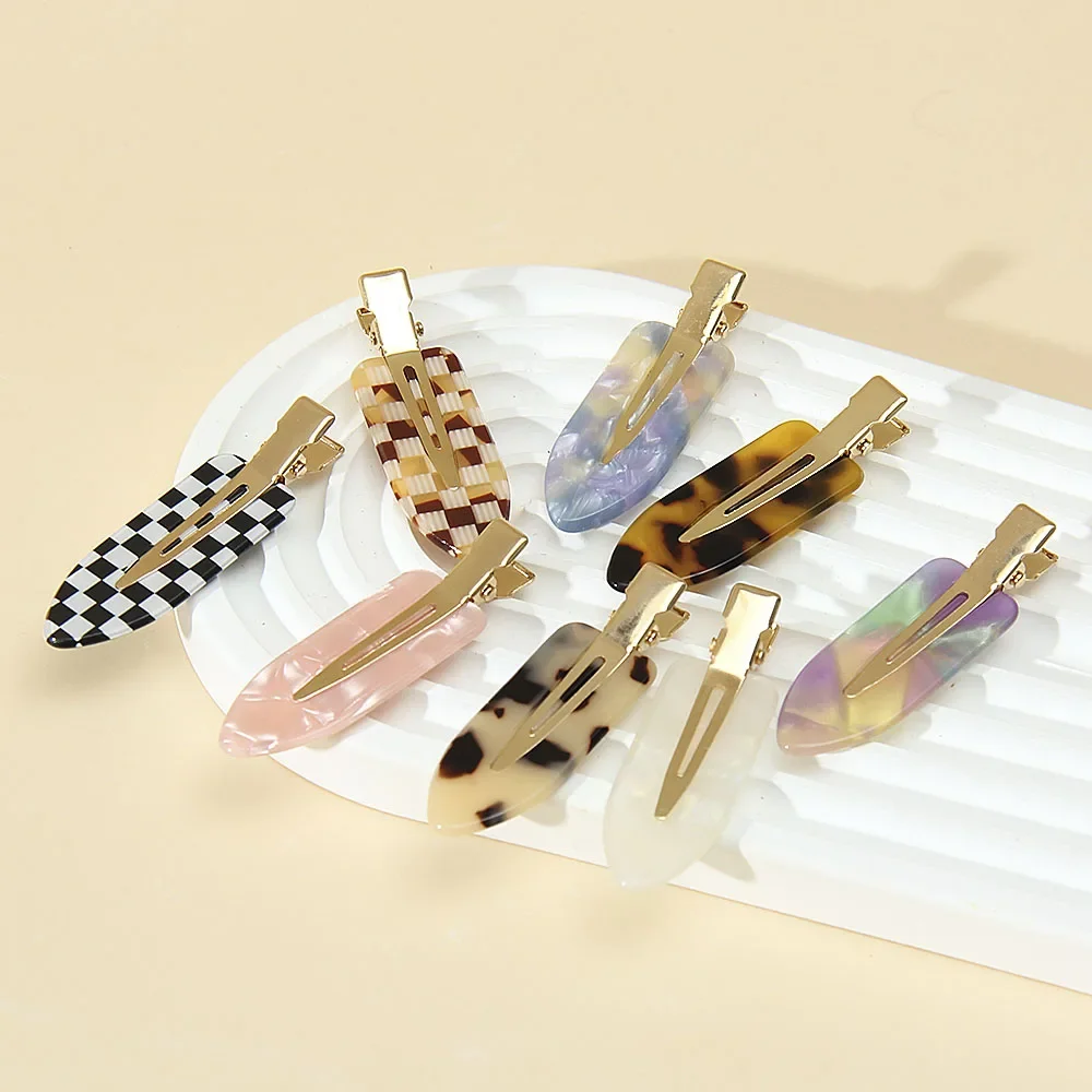 Cwllrn Girls Leopard 원활한 헤어 클립 세트 여성 아세테이트 시트 No Bend Bangs 클립 Duckbill Hairpins 메이크업 헤어 스타일링 도구