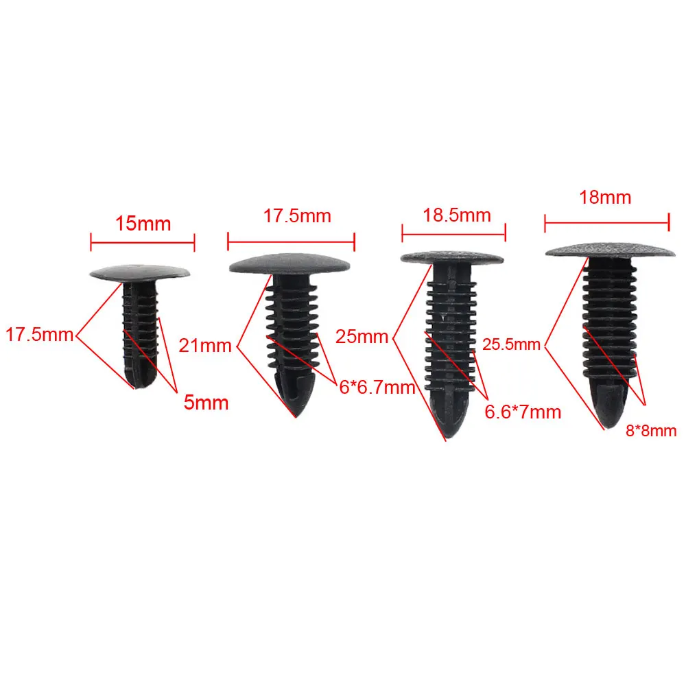 믹스 블랙 플라스틱 리벳 푸시 5mm 6mm 7mm 8mm 자동차 트렁크 루프 트림 패널 패스너 클립, 범용 차량 리테이너 클립 40 개