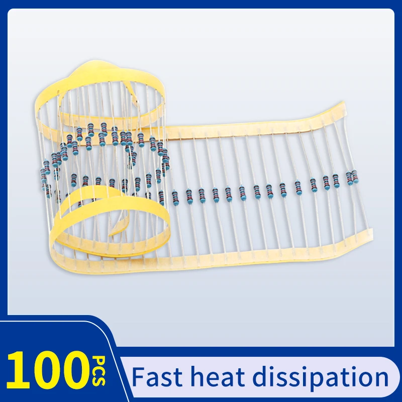 100pcs 1/4W 저항 0.1R~2.2M 1% 금속 필름 저항기 시리즈 0.25W 1R 10R 47R 100R 220R 470R 1K 2.2K 10K 22K 100K 220K 1M 옴