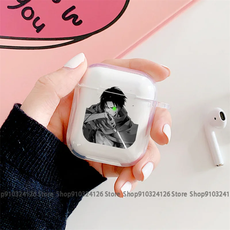 Apple AirpodsPro 헤드폰 충격 방지 보호 Air Pods4 Pro 1/2/3 이어폰 박스 소프트 커버 용 타이탄 케이스에 대한 일본 애니메이션 공격