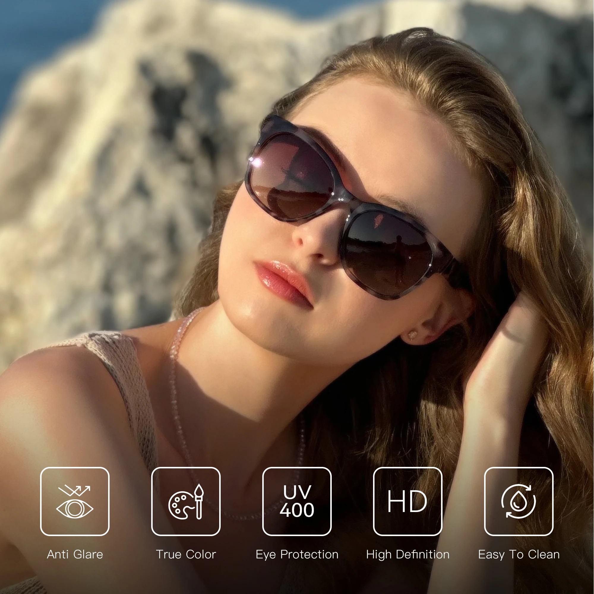 ZENOTTIC 여성용 캣아이 편광 선글라스, 오버사이즈 선글라스, UV400 보호, 레트로 쉐이드, 디자이너 스타일, 패션