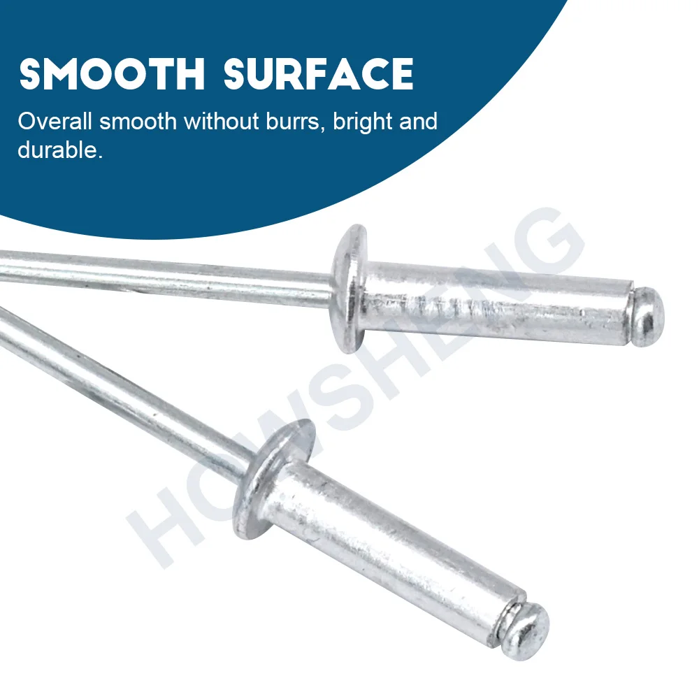 HOWSHENG 5-100pcs 돔 헤드 블라인드 리벳 팝 리벳 M2.4 M3.2 M4 M4.8 M6 자동차 용 알루미늄 생크 맨드릴 배기 리벳