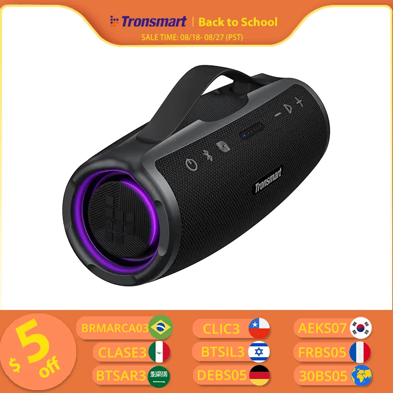 Tronsmart Mirtune S100 스피커 50W 블루투스 스피커, IPX7 방수, 앱 제어, 내장 파워뱅크 및 접이식 핸들 title=Tronsmart Mirtune S100 스피커 50W 블루투스 스피커, IPX7 방수, 앱 제어, 내장 파워뱅크 및 접이식 핸들 