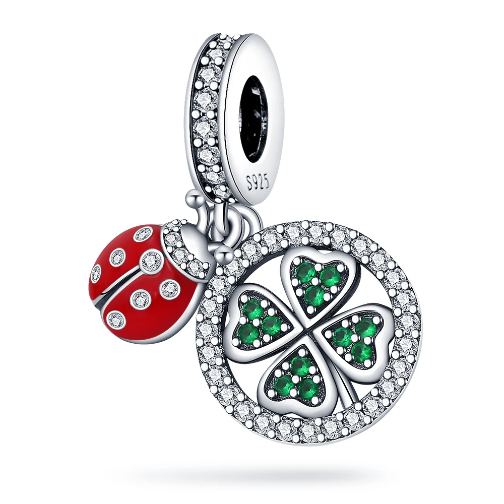 925 스털링 실버 그린 시리즈 꽃 나무 애플 펜던트 DIY 파인 비즈 맞는 원래 매력 팔찌 여성 쥬얼리 Diy