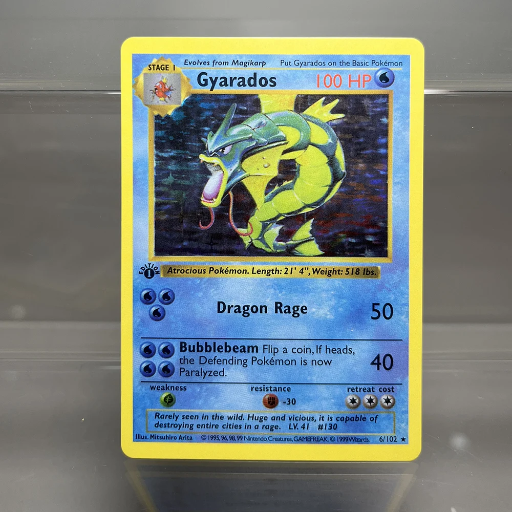 PKM 카드 1st Edition 리자몽 블라스토이즈 드래고나이트 1996 베이스 세트, 싱글 포일 카드 게임 컬렉션 카드, PTCG 프록시 카드