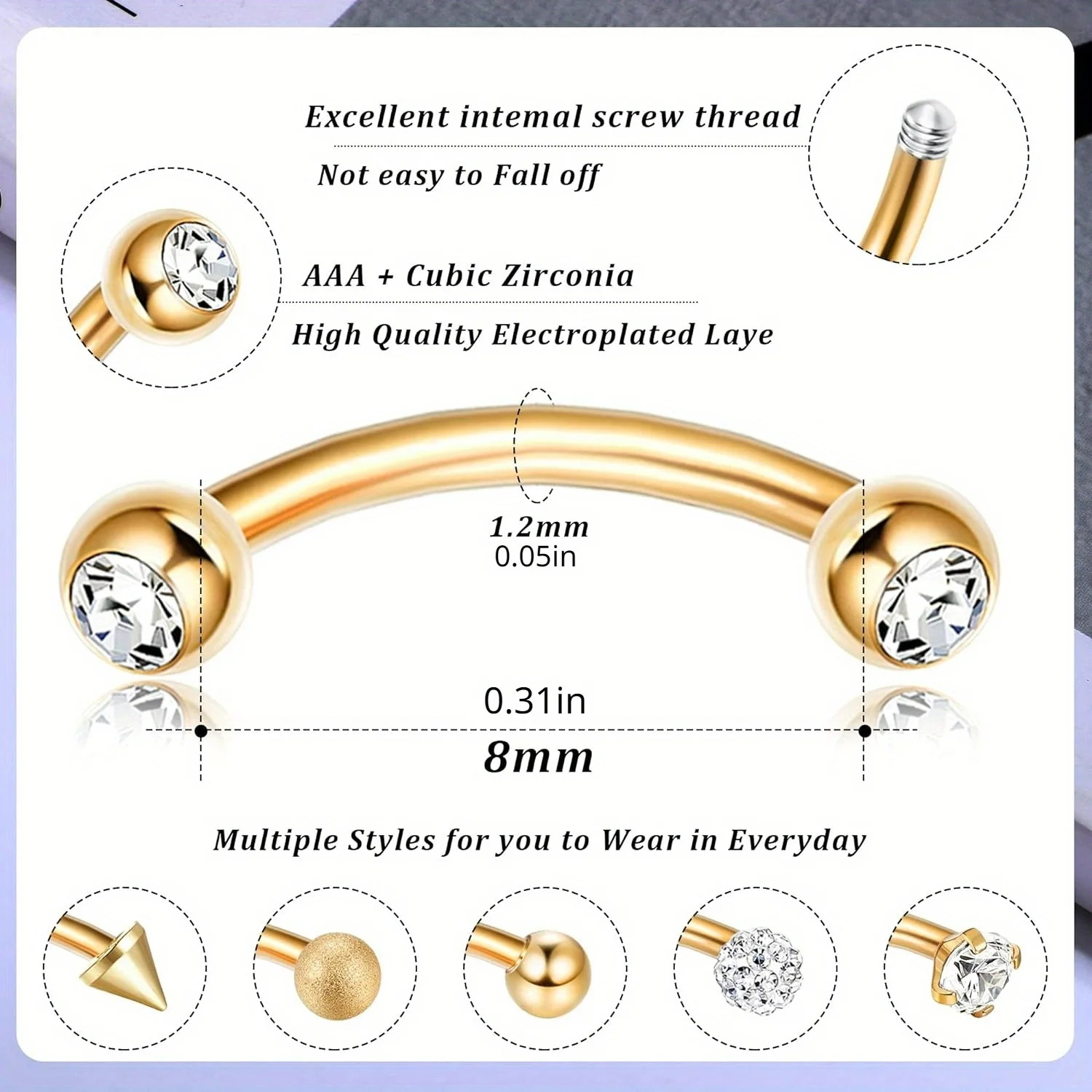 Drperfect 1pc 스테인레스 스틸 루크 피어싱 쥬얼리 립 링 연골 Daith 표면 Tragus 피어싱 쥬얼리 눈썹 반지