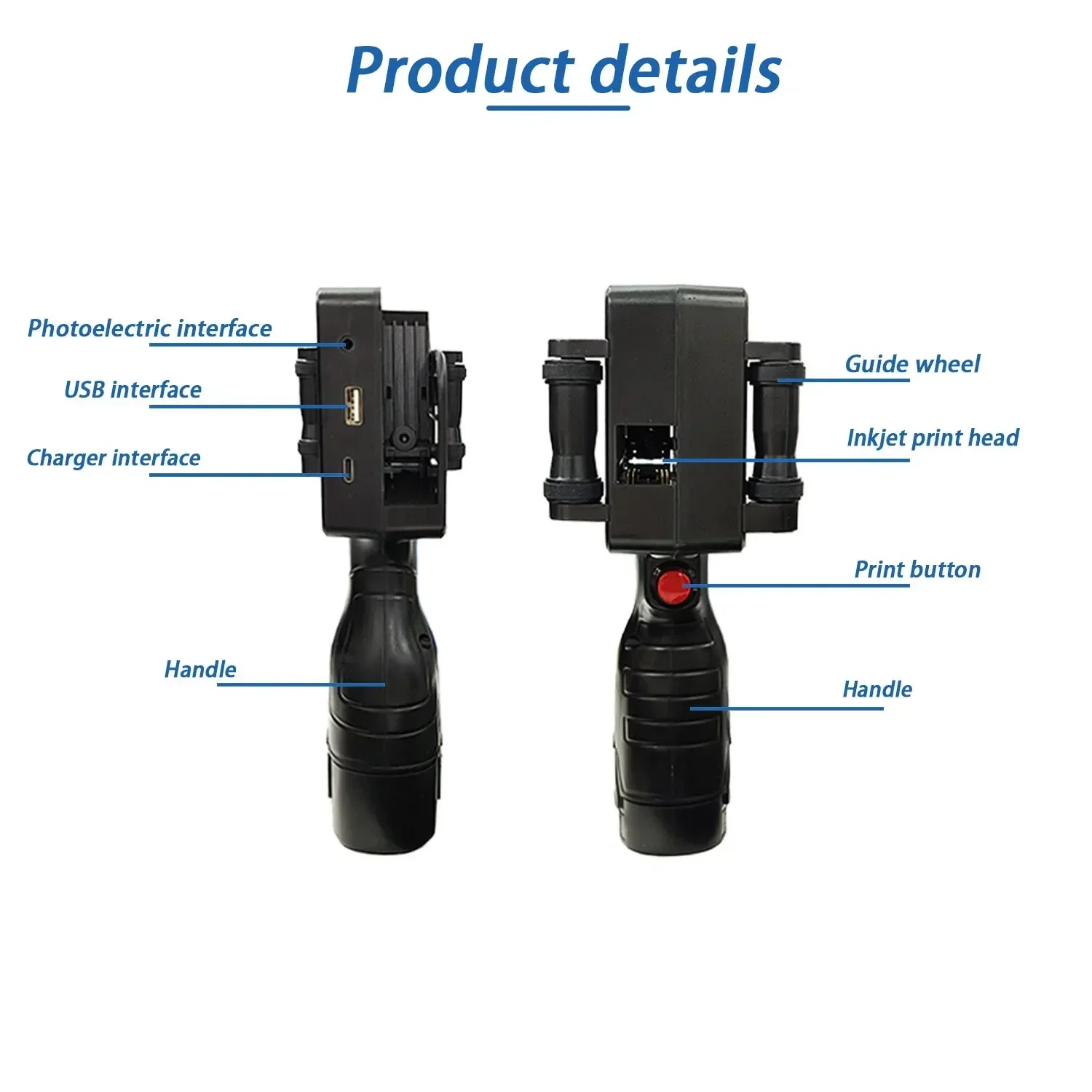 DCODE 1755PLUS 휴대용 프린터, 휴대용 잉크젯 프린터, 텍스트 QR 바코드 배치 번호, 로고 이미지 날짜 인쇄기, 12.7mm