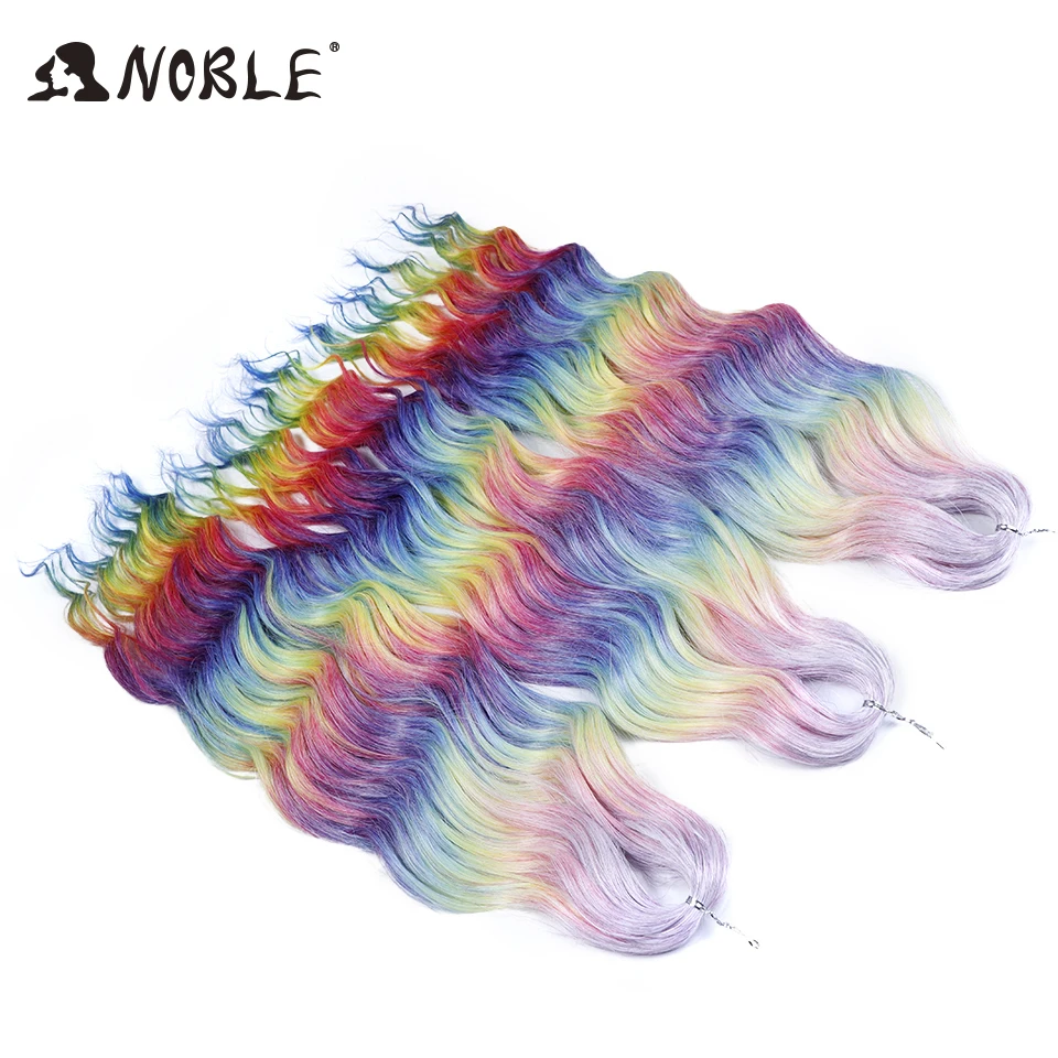 노블 헤어 워터 웨이브 트위스트 크로셰 헤어 합성 브레이드 헤어 옴브레 금발 핑크, 딥 웨이브 브레이드 헤어 익스텐션, 24 인치