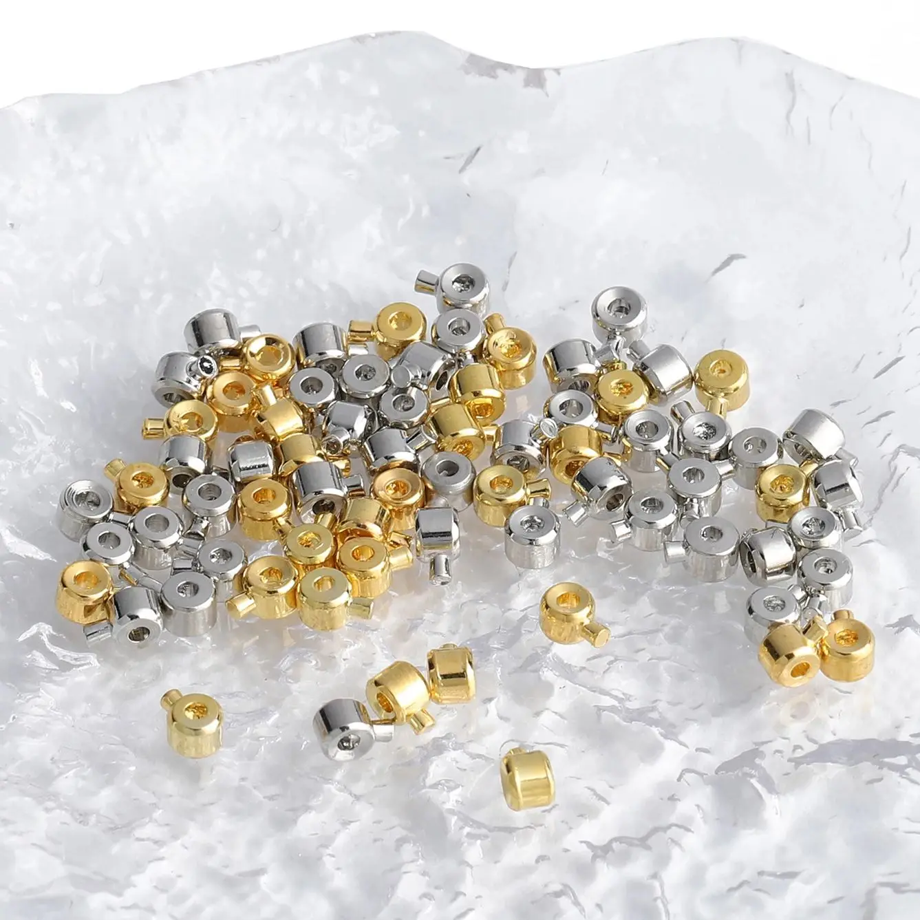 10Pcs 스테인레스 스틸 포지셔닝 스토퍼 스페이서 쥬얼리에 대 한 크림프 엔드 Septum 비즈 DIY 목걸이 팔찌 커넥터 만들기