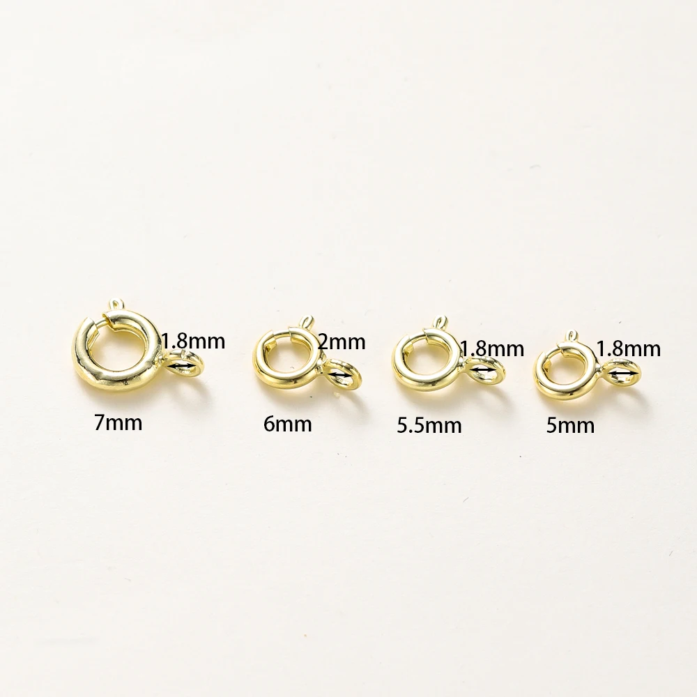 10pcs/14K 18K 골드 라운드 스프링 걸쇠 점프 링 오픈 연결 걸쇠 DIY 쥬얼리 목걸이 체인 액세서리 만들기