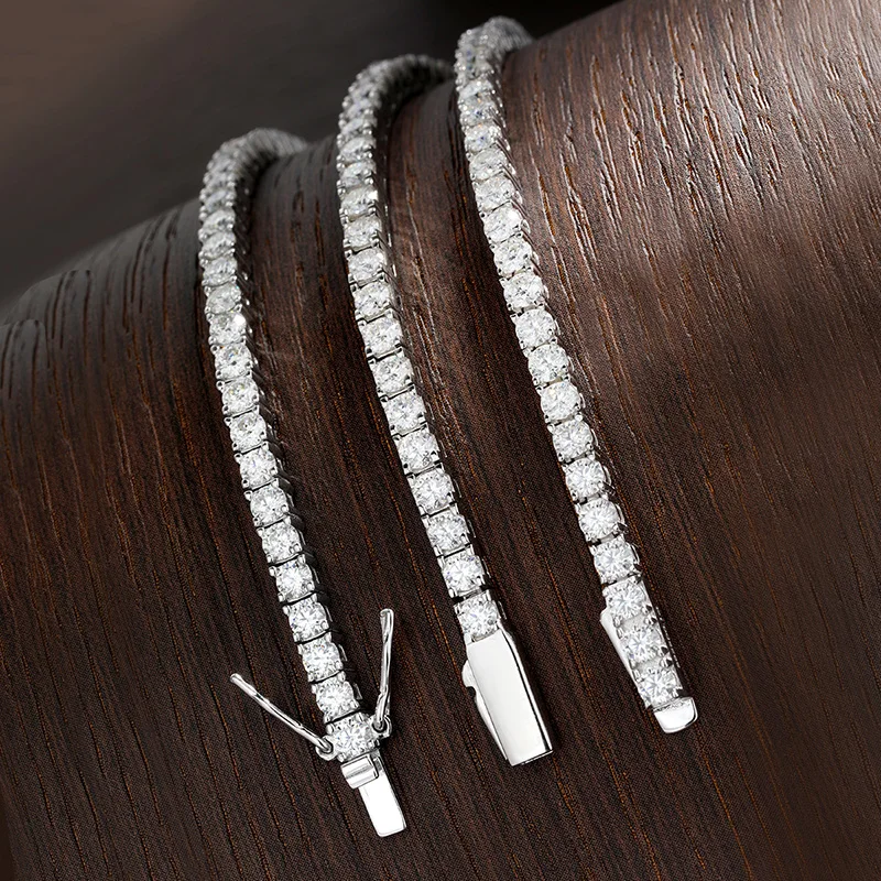 KNOBSPIN D VVS1 모이사나이트 테니스 팔찌 오리지날 s925 스털링 실버 도금 18k 화이트 골드 여자 남자를위한 GRA 팔찌