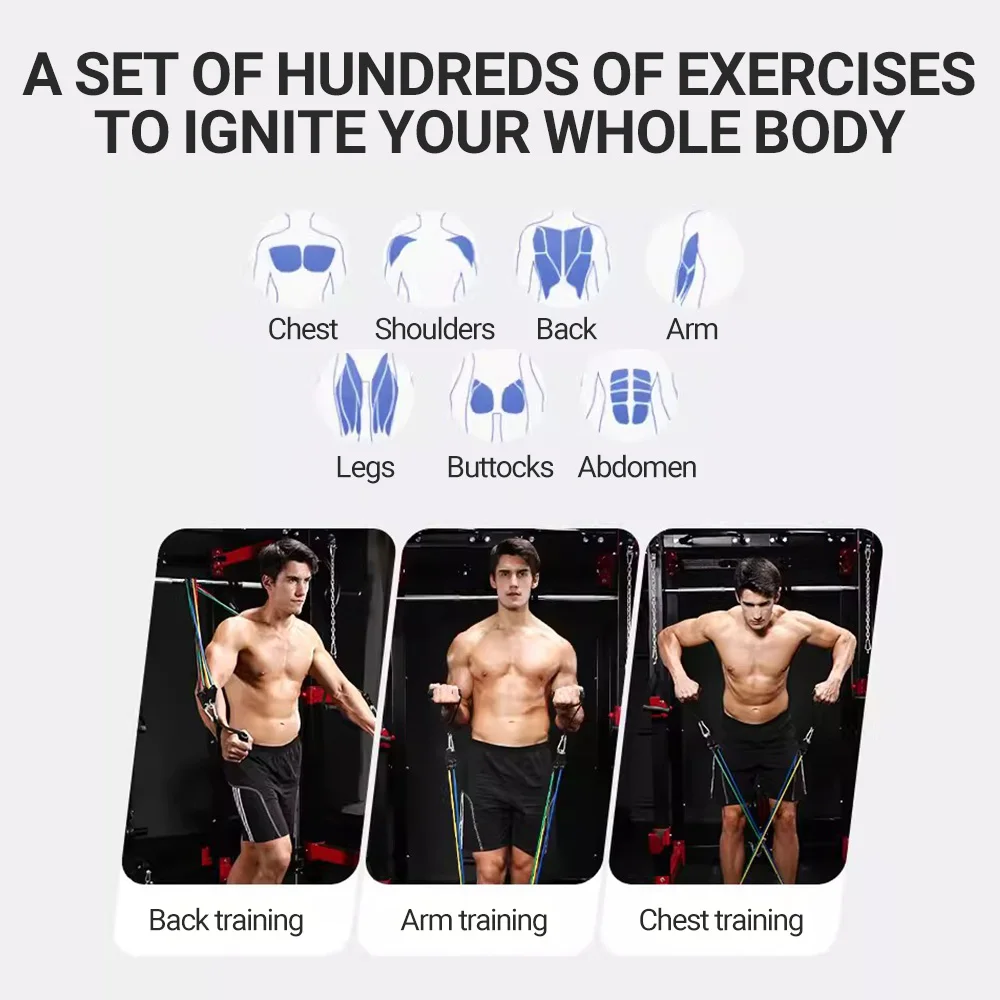 10-14 개/대 끌어 오기 밧줄 보디 빌딩 저항 밴드 세트 다기능 텐셔너 양복 근육 훈련 벨트 탄성 밴드